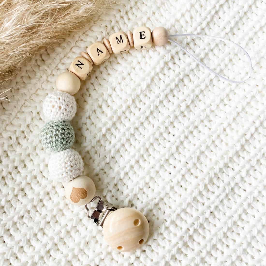 Schnullerkette  "Minzblättchen"