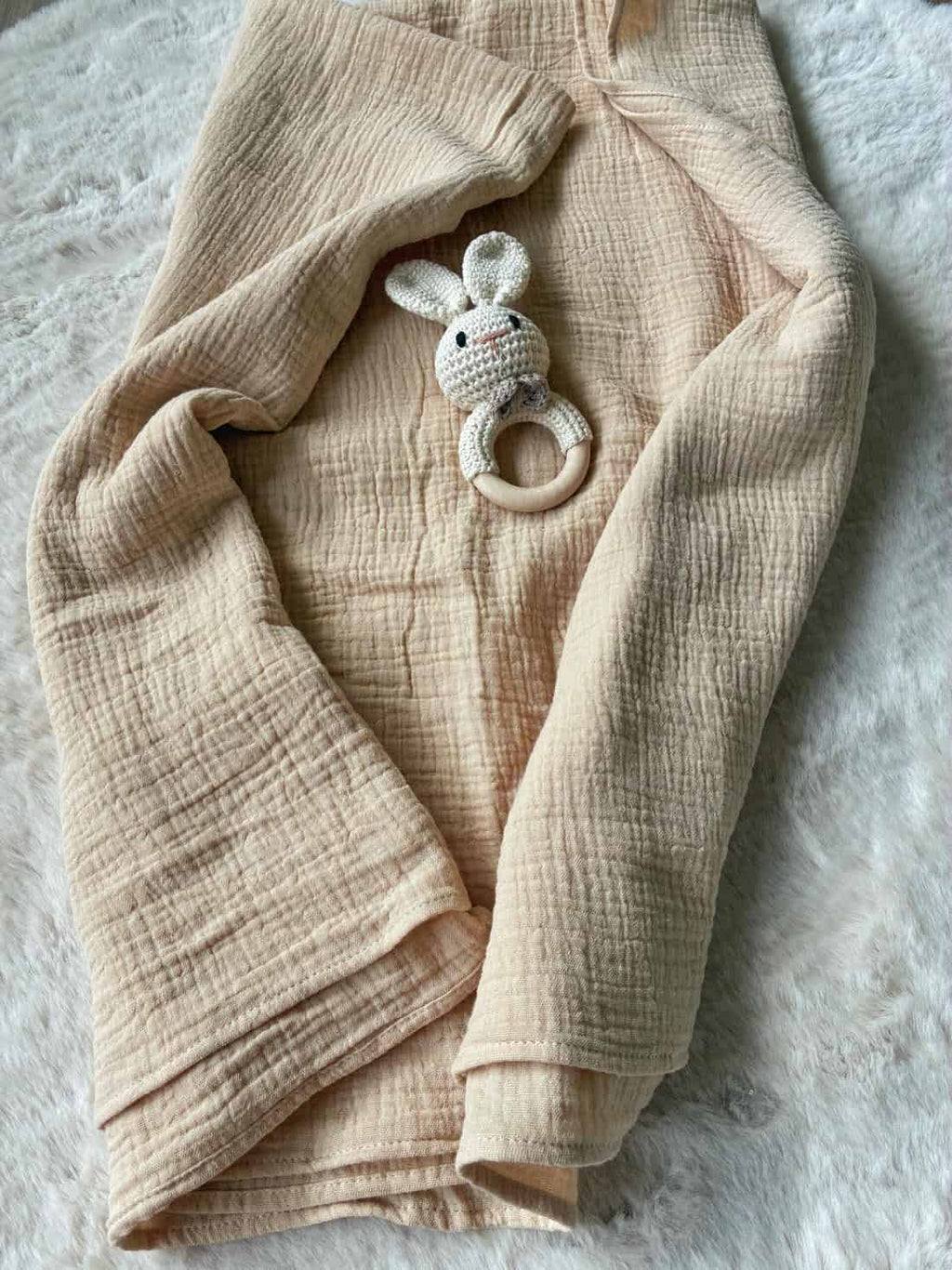 Muselin Babydecke - 100% Baumwolle, Hellbraun