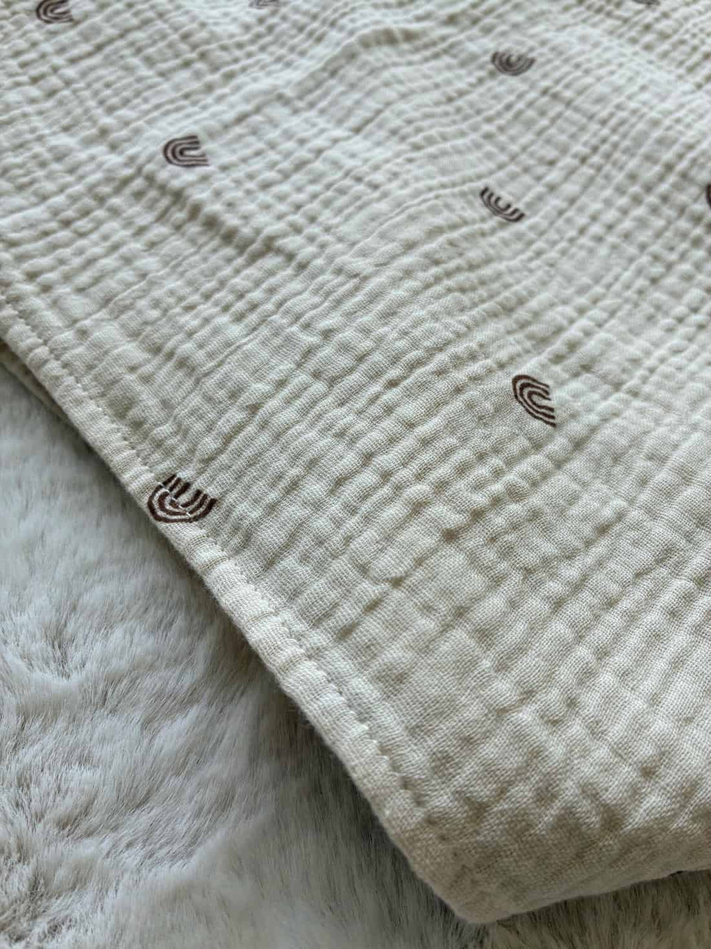 Muselin Babydecke - 100% Baumwolle, Regenbogen beige